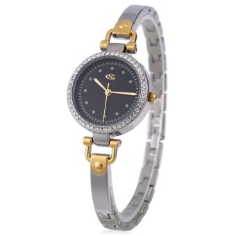 SH George Smith Female Quartz Watch Artificial Diamond Dial Slender Stainless Steel Strap Wristwatch Black - intl  
