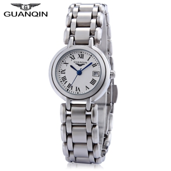 SH GUANQIN CQ15005 Women Quartz Watch Date Display 10ATM Stainless Steel Band Wristwatch Silver - intl  