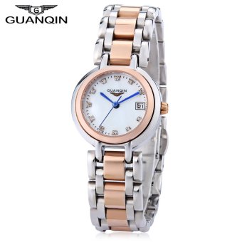 SH GUANQIN CQ15005 Women Quartz Watch Date Display Artificial Diamond Dial 10ATM Stainless Steel Band Wristwatch Gold - intl  