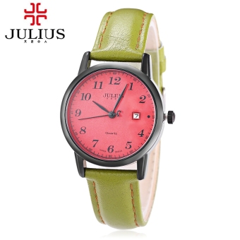 SH JULIUS JA - 508L Female Quartz Watch Date Display Genuine Leather Band 3ATM Wristwatch Green - intl  