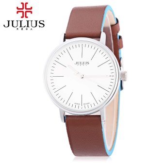 SH JULIUS JA - 814L Female Quartz Watch Genuine Leather Strap Luminous Pointer 3ATM Wristwatch Silver - intl  