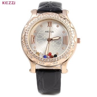 SH KEZZI 743 Fashional Quartz Watch Women Wristwatch Leather Band Artificial Diamond Black - intl  