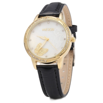 SH KEZZI K - 1178 Women Quartz Watch Casual Butterfly Artificial Diamond Wristwatch Black - intl  