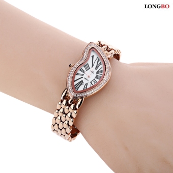 SH LONGBO 6059 Women Quartz Watch Artificial Diamond Lip-shape Dial Water Resistance Wristwatch Gold - intl  