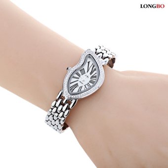 SH LONGBO 6059 Women Quartz Watch Artificial Diamond Lip-shape Dial Water Resistance Wristwatch Silver - intl  