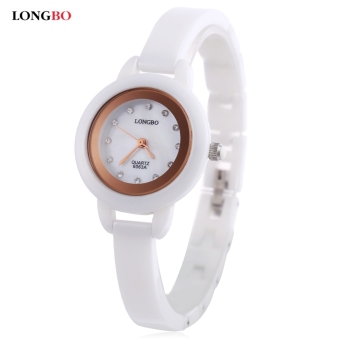 SH LONGBO 6063A Women Quartz Watch Ceramic Artificial Diamond Dial Water Resistance Wristwatch Gold - intl  