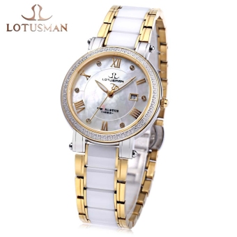 SH LOTUSMAN DL890TXA Women Quartz Watch Calendar Artificial Diamond Dial Roman Numerals Display Wristwatch Gold Gold - intl  