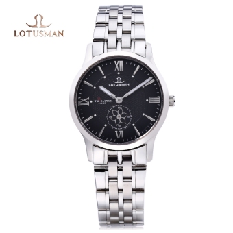 SH LOTUSMAN L502SWA Women Quartz Watch Ultra-thin Dial Lotus Pattern Sub-dial Roman Numerals Display Wristwatch Black Black - intl  