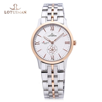 SH LOTUSMAN L502SWA Women Quartz Watch Ultra-thin Dial Lotus Pattern Sub-dial Roman Numerals Display Wristwatch Gold Gold - intl  