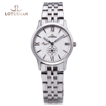 SH LOTUSMAN L502SWA Women Quartz Watch Ultra-thin Dial Lotus Pattern Sub-dial Roman Numerals Display Wristwatch White White - intl  