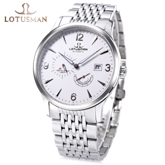 SH LOTUSMAN LM501SWA Male Automatic Mechanical Watch 5ATM Calendar Chronograph Working Sub-dials Wristwatch White White - intl  