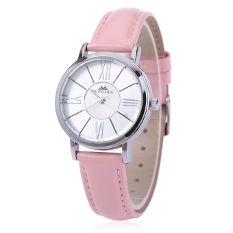 SH Margues M - 3031 Stylish Women Quartz Watch 30M Water Resistance Slender Leather Strap Ultra Slim Dial Wristwatch Pink - intl  