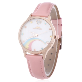 SH Margues M - 3040 Stylish Women Quartz Watch 30M Water Resistance Slender Leather Strap Ultra Slim Dial Wristwatch Pink - intl  