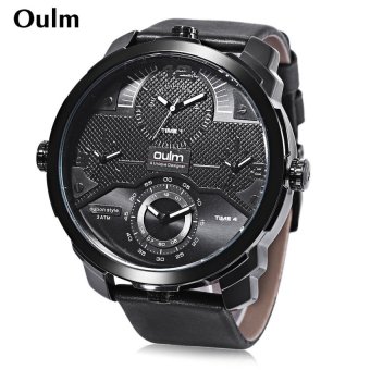 SH Oulm HP3749 Outdoor Sports Quartz Watch Luminous Four Time ZonesDisplay 3ATM Wristwatch Black Black - intl  