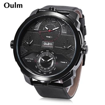 SH Oulm HP3749 Outdoor Sports Quartz Watch Luminous Four Time ZonesDisplay 3ATM Wristwatch Red Red - intl  