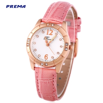 SH PREMA 3145 Female Quartz Watch Artificial Diamond Dial Luminous Pointer 30m Water Resistance Wristwatch Pink - intl  