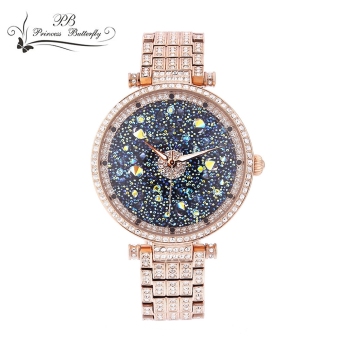 SH Princess Butterfly HL639 Women Quartz Watch Imported Movement Hardlex Mirror Austria Crystal Wristwatch Gold - intl  