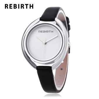 SH REBIRTH RE028 Female Quartz Watch Slender Leather Band Creative Hollow Dial Wristwatch White - intl  