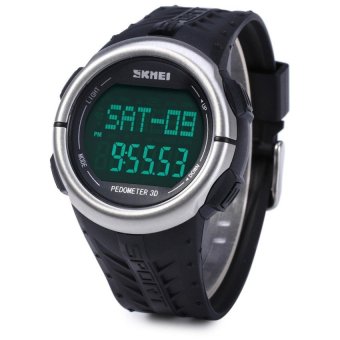 SH Skmei 1058 Multifunctional Heart Rate Tracking Watch PedometerLED Wristwatch Black - intl  