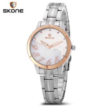 SH SKONE 7332 - 1L Women Quartz Watch Imported Movt Artificial Diamond Dial Hardlex Mirror Wristwatch White - intl  