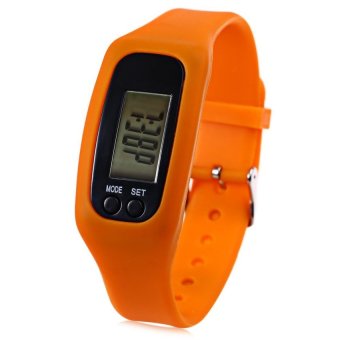 SH Unisex Sport LED Digital Watch 3D Pedometer Calorie CalendarSilicone Band Wristwatch Orange - intl  