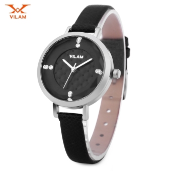 SH VILAM V1006L Female Quartz Watch Solid Mirror Artificial Diamond Dial Wristwatch Black - intl  