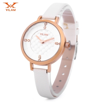 SH VILAM V1006L Female Quartz Watch Solid Mirror Artificial Diamond Dial Wristwatch White - intl  