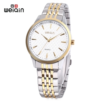 SH WEIQIN W00104G Male Quartz Watch Imported Movt Nail Shape Scale Stainless Steel Band Wristwatch White - intl  