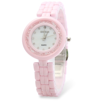 SH WEIQIN W3224 Ultra-thin Ceramic Women Quartz Watch Diamond Decoration Pink - intl  