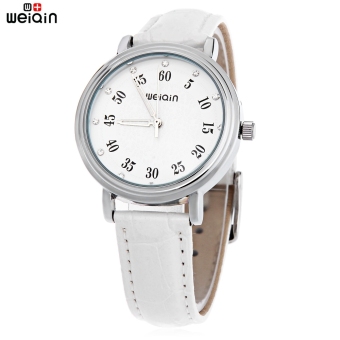 SH WeiQin W40003L Female Quartz Watch Floral Pattern Artificial Diamond Dial Water Resistance Wristwatch White - intl  