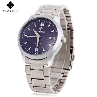 SH WWOOR 8809 Male Quartz Watch Date Luminous Pointer Water Resistance Wristwatch Blue - intl  