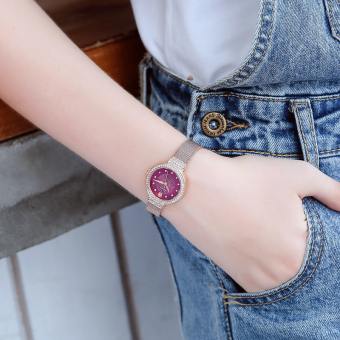 Gambar Shishang WANITA baja kompak bentuk perempuan Diamond Watch