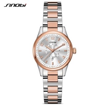 SINOBI 8126 Fashioh Women Business Wrist Watches Date Gold Quartz Clock - intl  
