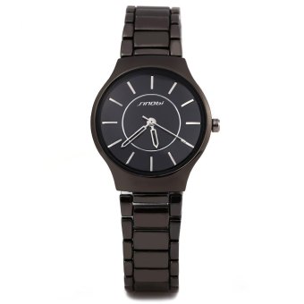 Sinobi 9442 Cool and Fashionable JAPAN Round Dial Quartz Watch Stainless Steel Strap for Female (BLACK)  