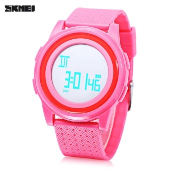 SKMEI 1206 LED Digital Watch Calendar Chronograph Alarm Display Water Resistance Sports Wristwatch(Pink) - intl  