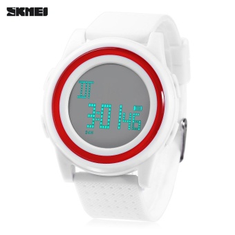 SKMEI 1206 LED Digital Watch Calendar Chronograph Alarm Display Water Resistance Sports Wristwatch(White) - intl  