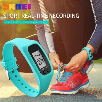 SKMEI 1207 Women's Sports Watches Pedometer Calorie Sport Mileage Digital Watch Colorful Silicone Strap Fashion Wristwatches - Blue - intl  