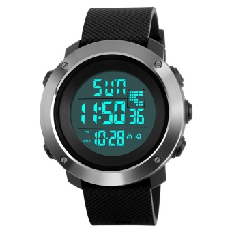 SKMEI 1268 Men's Digital Sports PU Resin Band Wrist Watch - Black (L) - intl  