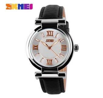 SKMEI 9075 Fahsion jam kulit wanita jam Quartz jam tangan kulit hitam - International  