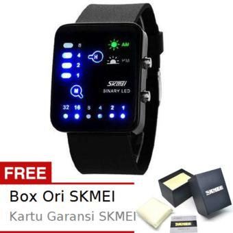 SKMEI Binary Hitam - Jam Tangan Wanita - Strap Karet - 0890 Black Edition + Free BOX ORI SKMEI  