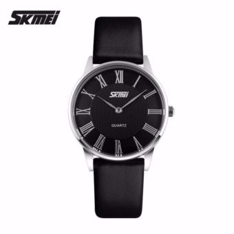 SKMEI Casual Women Leather Strap Watch Water Resistant Anti Air WR 30m 9092CL Jam Tangan Wanita Strap Kulit Wristwatch Elegan Desain - Black  