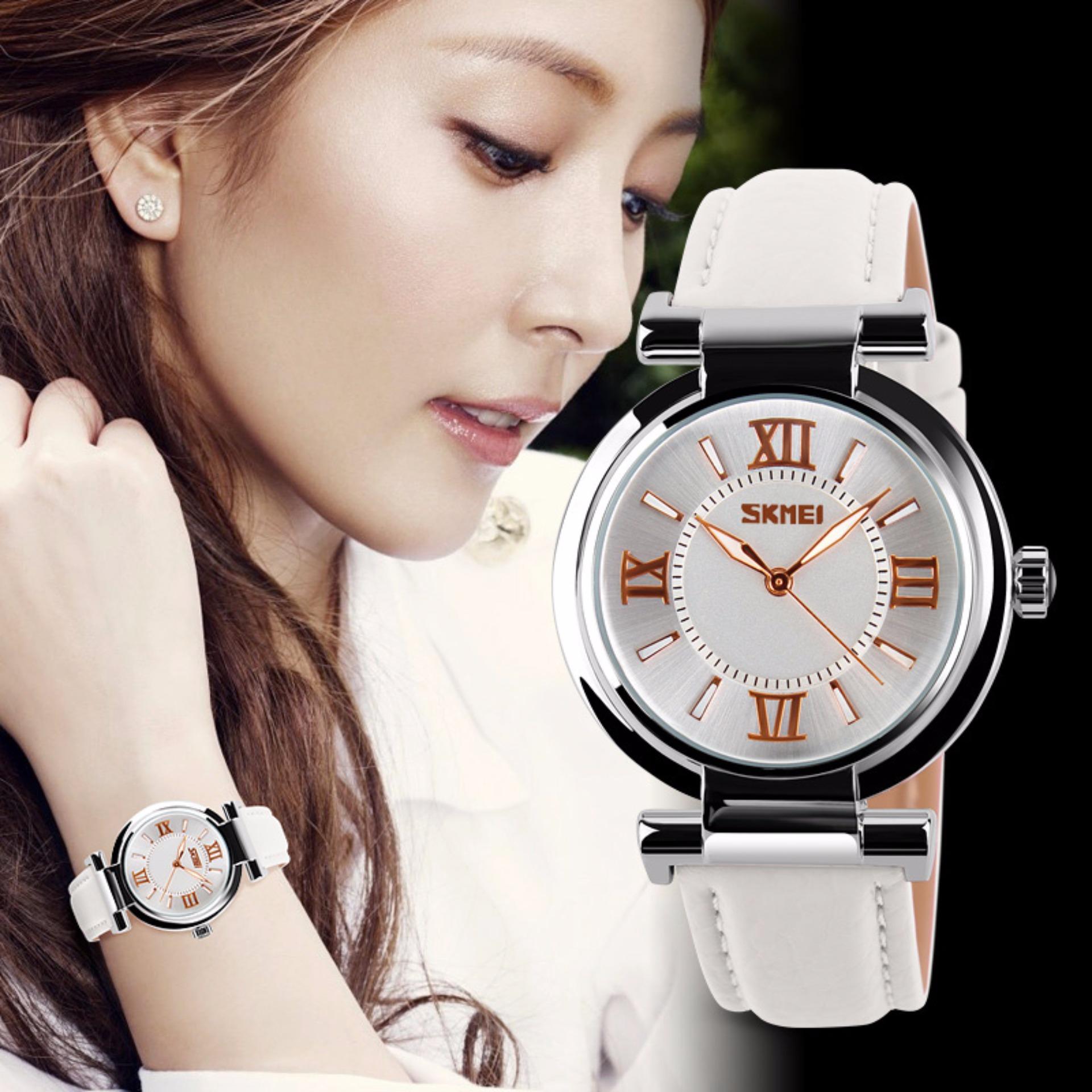 Skmei Elgenat wanita Kulit Strap Jam Tangan - Biru 9075 .