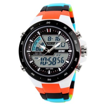 Skmei Fashion Men's Quartz Watch Analog-Digital Led Sports Waterproof Watch 1016 - Orange - intl  