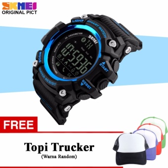 SKMEI Jam Tangan Olahraga Smartwatch Bluetooth - DG1227 BL - Free 1x Topi Trucker  