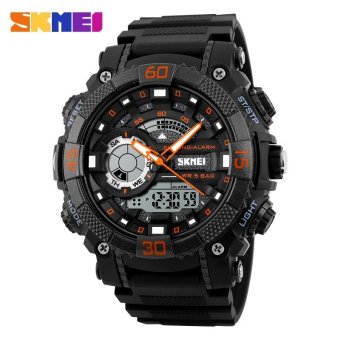 SKMEI Men Sports Watches 50M Waterproof Wristwatches Fashion Dial Outdoor Electronic Quartz Digital Watch 1228 Orange - intl  