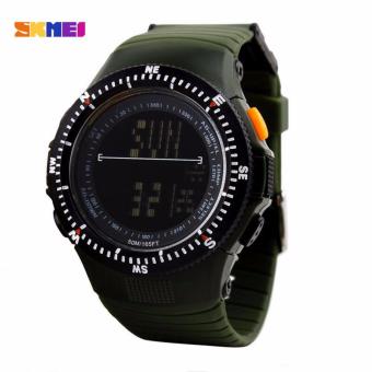 SKMEI Sniper Hijau - Jam Tangan Pria - Strap Karet - 0989 Sport Green + Free Box Jam Tangan Flash  