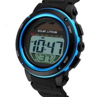 SKMEI Solar Power Blue LED Sport Watch Water Resistant 50m - Hitam Biru  