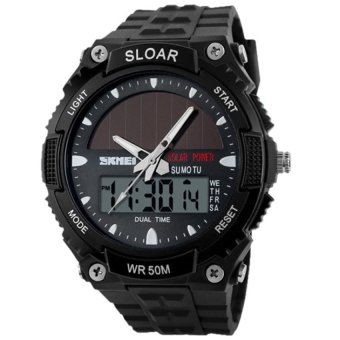 SKMEI SOLAR POWER LED Digital Quartz Watch 5ATM WaterproofQuakeproof Outdoor Sport watches Military Watch 1049 Black - intl  