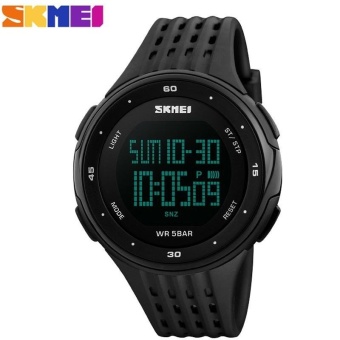 SKMEI Sports Fashion Watches Waterproof LED Digital Military Watch Men and Women's Swim Climbing Outdoor Casual Pu Strap Wristwatc - Black - intl  