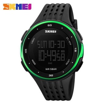 SKMEI Sports Fashion Watches Waterproof LED Digital Military Watch Men and Women's Swim Climbing Outdoor Casual Pu Strap Wristwatch - Green - intl  